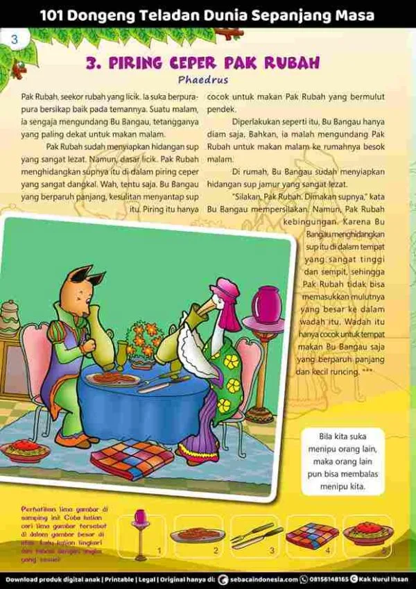 E265.3.101 Dongeng Teladan Dunia Sepanjang Masa; Piring Ceper Pak Rubah_11zon