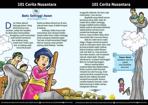 101 Cerita Rakyat Nusantara dari Provinsi Nusa Tenggara Barat | Batu Setinggi Awan | Burung Kekuwo dan Burung Kelik | E268.76