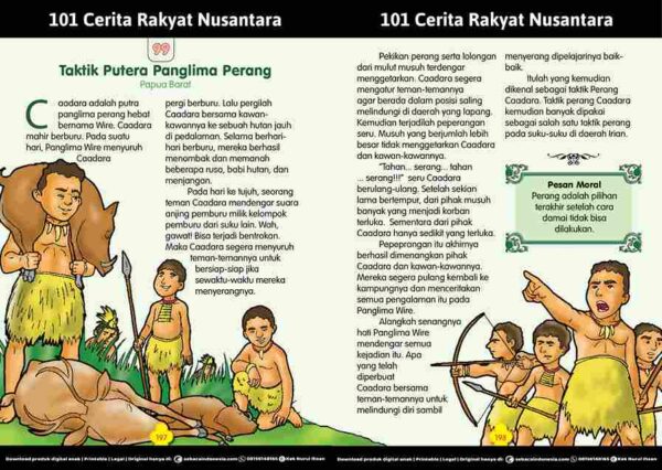 101 Cerita Rakyat Nusantara dari Provinsi Papua Barat; Taktik Putera Panglima Perang; Taktik Perang Caadara; E268.99