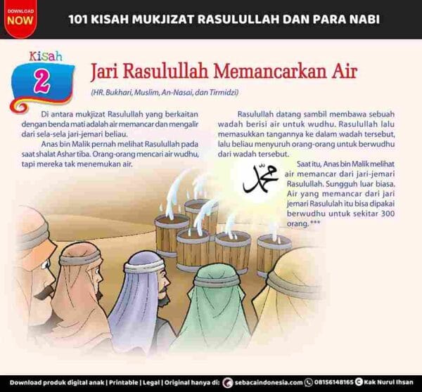 101 Kisah Mukjizat Rasulullah dan Para Nabi; Jari Rasulullah Memancarkan Air; E301.2_11zon