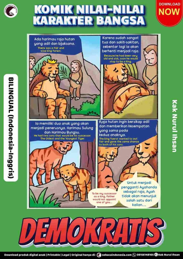 Komik Nilai-Nilai Karakter Bangsa Bilingual; Demokratis; E283