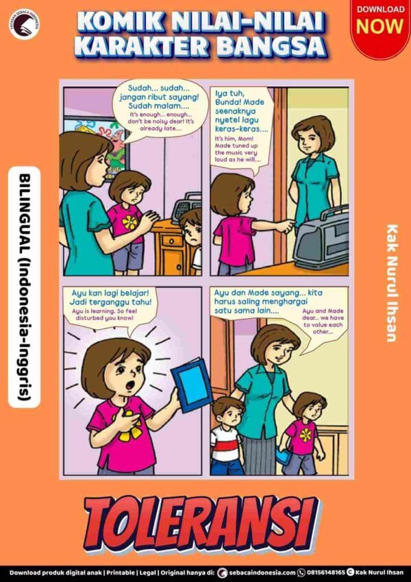 Komik Nilai- Nilai Karakter Bangsa Bilingual; Toleransi; E278_11zon