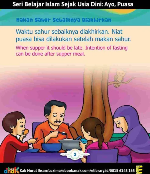 Belajar Islam Sejak Dini; Aku Pintar Puasa Ramadhan; Makan Sahur Sebaiknya Diakhirkan; E324.2_11zon