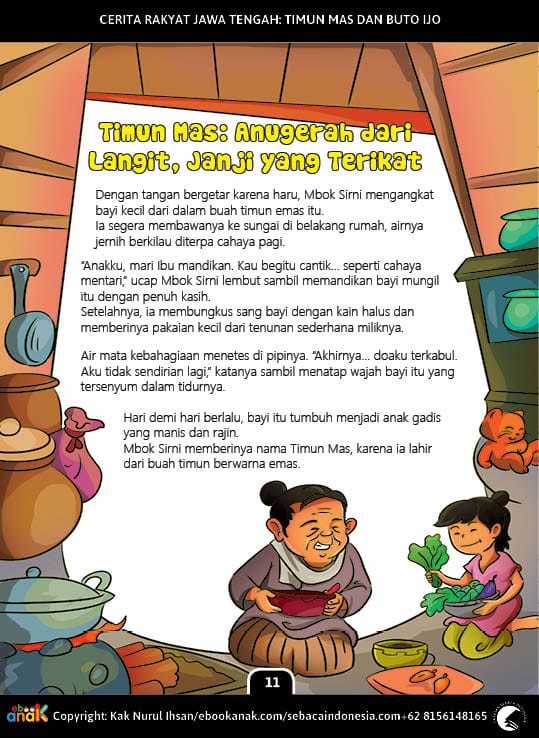Cerita Rakyat Jawa Tengah; Timun Mas dan Buto Ijo; Timun Mas Anugerah dari Langit, Janji yang Terikat Download ebook anak PDF printable Timun Mas Anugerah dari Langit, Janji yang Terikat