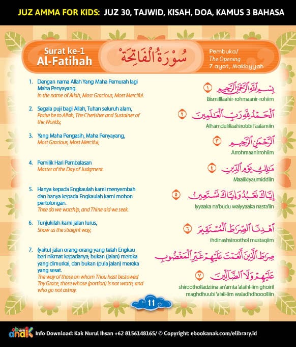 Juz Amma for Kids; Surah ke-1 Al Fatihah Download Ebook PDF printable Juz Amma for Kids; Surah ke-1 Al Fatihah