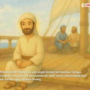 Download ebook PDF printable Perjalanan Tenang Nabi Yunus AS di atas Kapal Besar di Tengah Laut tanpa ombak besar.